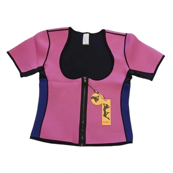 Hebezn Sauna T Shirts Sweat Suit  Body Shaper Workout Pink Purple Size 3XL - Picture 5 of 12